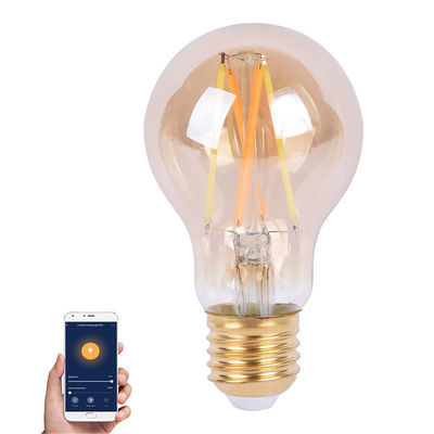 Amber Glass Body LED Light Bulb Alexa Voice Control, 5.5W A60 Smart Wi-Fi LED Filament Bulb