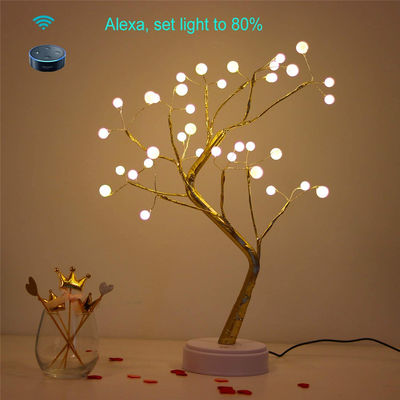 Smart Table Lamp Accent Night Light|USB Powered|Copper Wire String Warm White|Flexible Branch