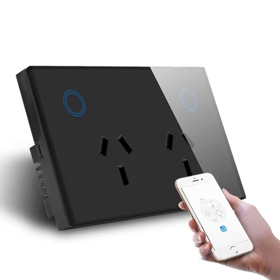 Smart Wifi Wall Socket Us Glass Panel Double Phone Alexa Google Voice Operated Tuya Smart Home System