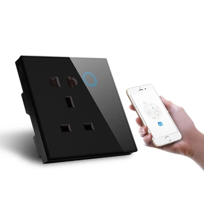 Ce Certificate Wifi Universal Wall Socket Uk Standard Wireless Outlet Double Plug With Touch Glass Panel