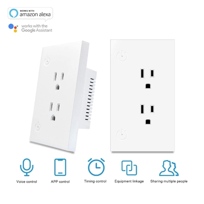 Wifi Smart In Wall Outlet With 2 Ac 16A Individual Control By App Only For 2.4ghz Wifi