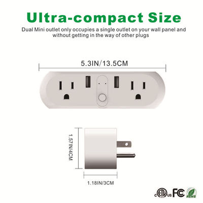 US Smart Double Plug With 2 USB Control Two Plug Invidually