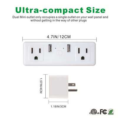 US Smart Double Plug With 2 USB Control Two Socket Invidually