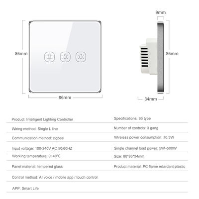 Zigbee Smart Lighting Controller 3 Gang