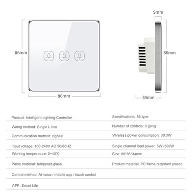 Zigbee Smart Lighting Controller 3 Gang