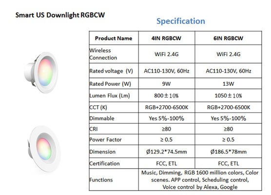 9W 4 Inch Smart Downlight US