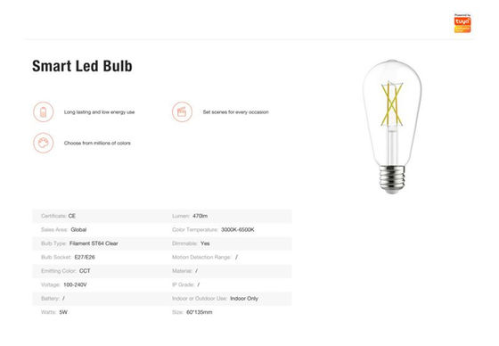 Filament ST64 clear CCT WIFI BLE