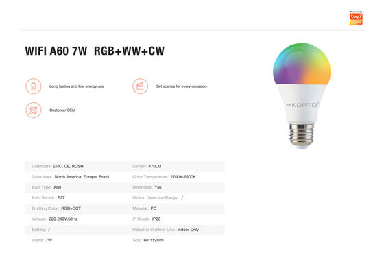 A60 Smart Bulb RGB+WW+CW