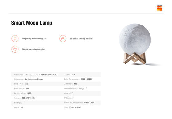 Smart Wi-Fi RGBCW Moon Lamp