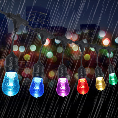 LED Outdoor String Lights 48FT with 2W Dimmable Plastic Bulbs Decorative LED Café Patio Light , Porch Market Light