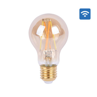 Amber Glass Body LED Light Bulb Alexa Voice Control, 5.5W A60 Smart Wi-Fi LED Filament Bulb