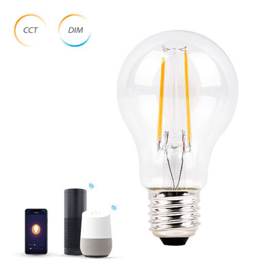 Amber Glass Body LED Light Bulb Alexa Voice Control, 5.5W A60 Smart Wi-Fi LED Filament Bulb