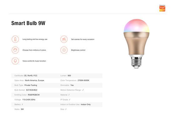 Wifi Smart Light Bulb 9W RGBCW