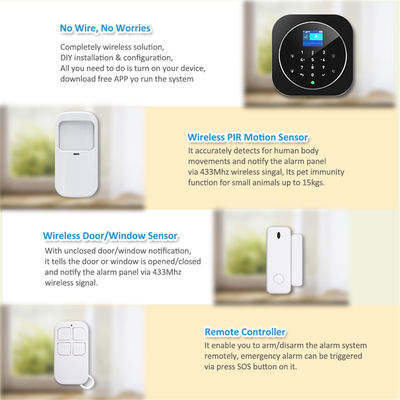 Home Alarm System Wi-Fi GSM Alarm Intercom Remote Control 433MHz Detectors IOS Android Tuya APP Control Touch Keypad