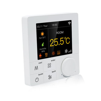 R8C.843 RGB Colorful LCD Wi-Fi/485 Modbus Fan Coil Thermostat For 2-pipe System Works With Alexa And Google