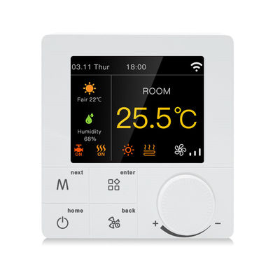 R8C.843 RGB Colorful LCD Wi-Fi/485 Modbus Fan Coil Thermostat For 2-pipe System Works With Alexa And Google