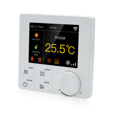 R8C.843 RGB Colorful LCD Wi-Fi/485 Modbus Fan Coil Thermostat For 2-pipe System Works With Alexa And Google