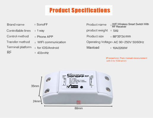 Sonoff WiFi Home With RF Receiver Remote Control Wireless Smart Timing Switch