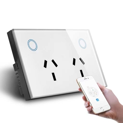 Smart Wifi Wall Socket Us Glass Panel Double Phone Alexa Google Voice Operated Tuya Smart Home System