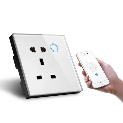 Smart Wifi Uk Standard Universal Wall Socket With Touch Glass Panel Compatible Uk Plug With Alexa&google