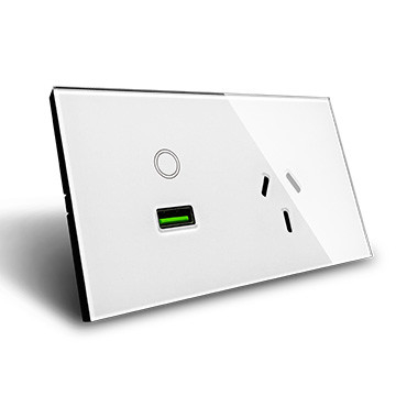 Usb Charger 2100mA Output SAA Certifications Glass Panel Australia/new Zealand Building Wall Touch Sockets