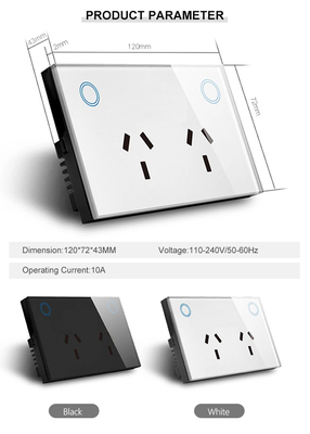 Wifi Socket With SAA Certifications Wireless Double Electronic Power Point Au/us Standard Remote Touch Glass Wall Socket