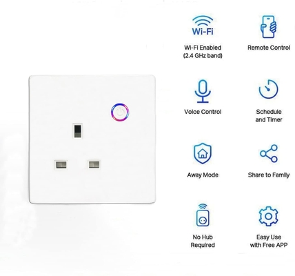 Uk Smart 13A Wall Plug Socket Energy Monitor Electrical Wifi In Wall Outlet Timer  Work With Google&Alexa