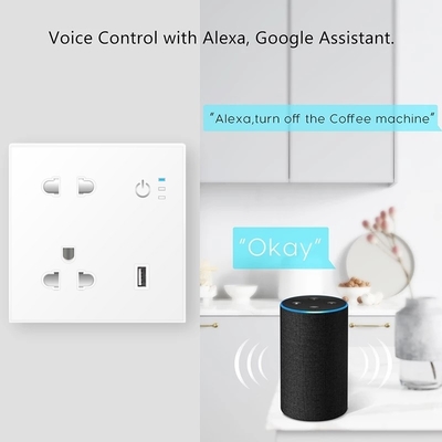 1 Usb 2 Jacks Tuya Smart Wall Plug Socket Vietnam White Customizable Support Amazon Alexa Voice Connection