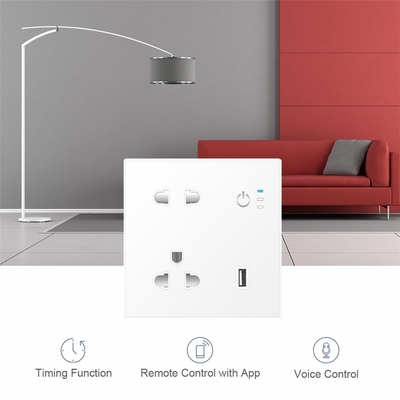 1 Usb 2 Jacks Tuya Smart Wall Plug Socket Vietnam White Customizable Support Amazon Alexa Voice Connection