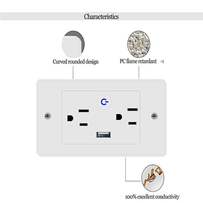 Wifi Smart Wall Outlet 2ac+1usb Us Standard Work With Google&Alexa voice Control