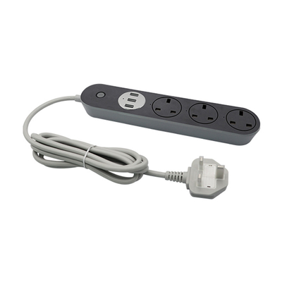 Smart  Home UK White&Black Wi-Fi Power Strip 2m Power Adapter  Multi Socket Mains Strip